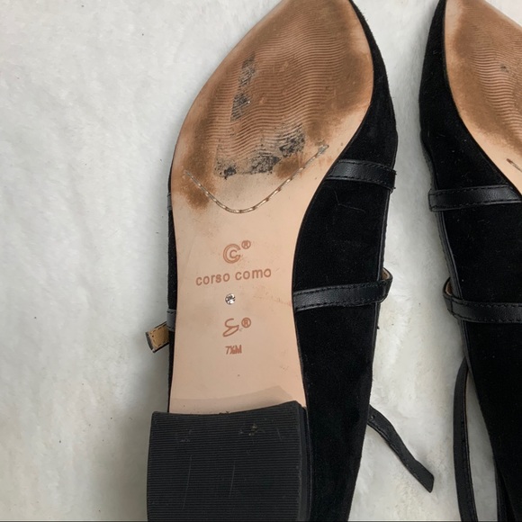 Corso Como Black Studded Multi Strap Pointy Flats - Picture 4 of 11